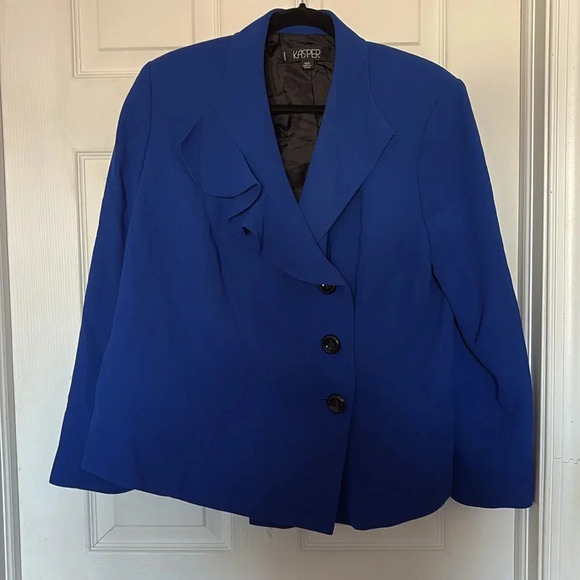 Kasper Blue Ruffled Blazer - Picture 1 of 6